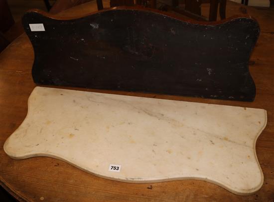 A marble top mahogany console table, W.80cm